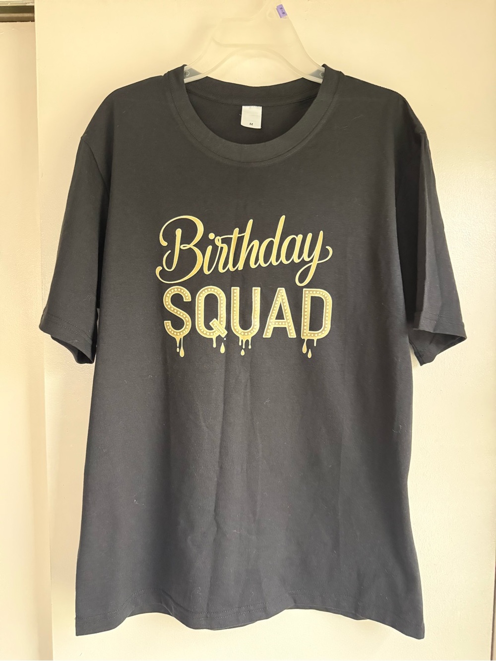 Birthday Squad Black T-Shirt with Gold Print